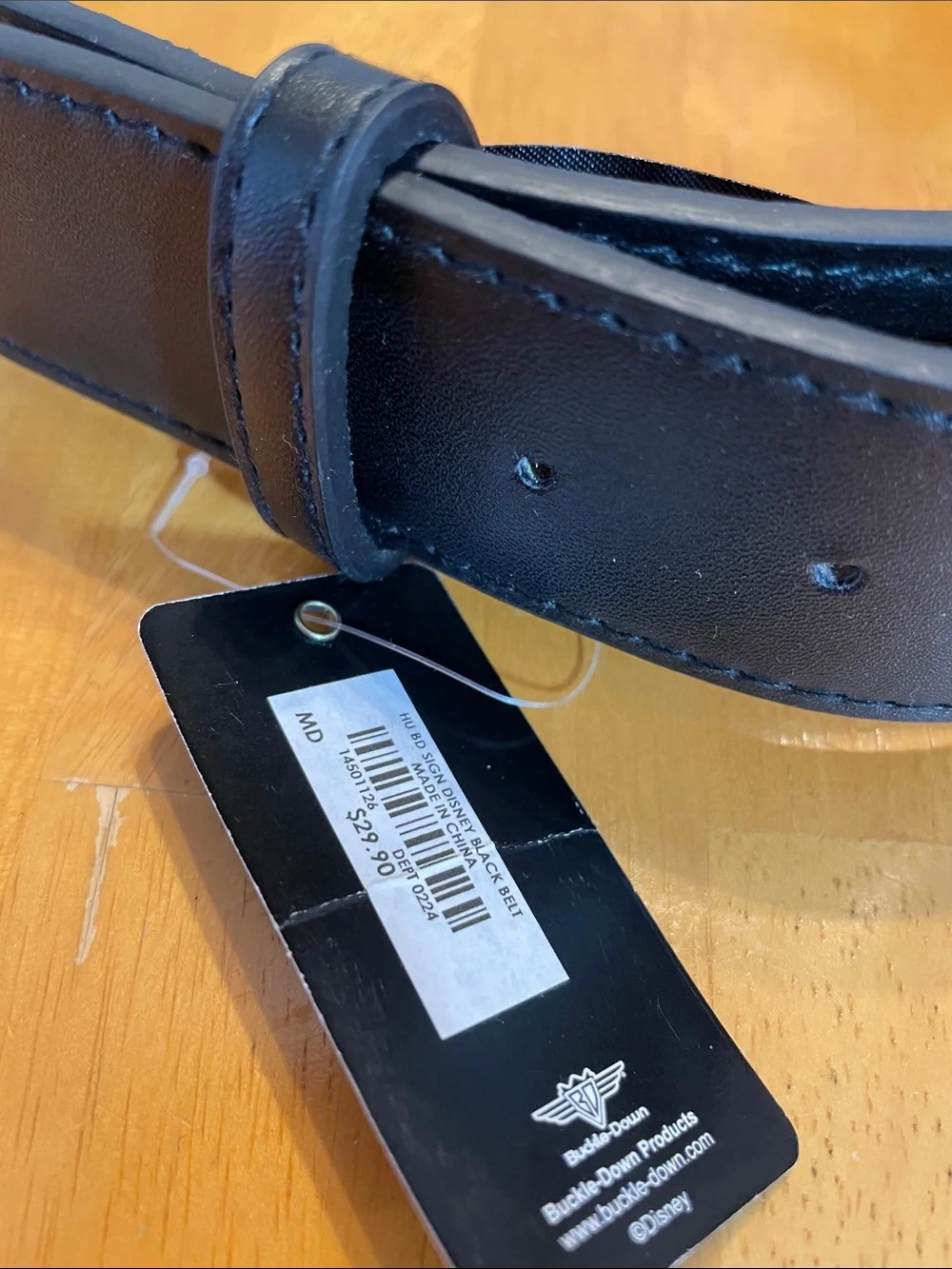 Buckle Down Disney Black Signature D Belt NWT Medium
